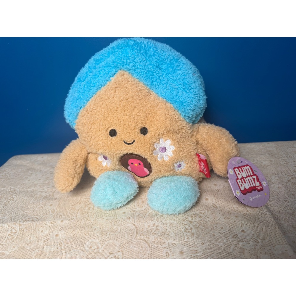 Bum Bumz SpringBumz Mushroom Plush Blue Cap Daisy Pink Bird NWT Russ Soft Stuffy